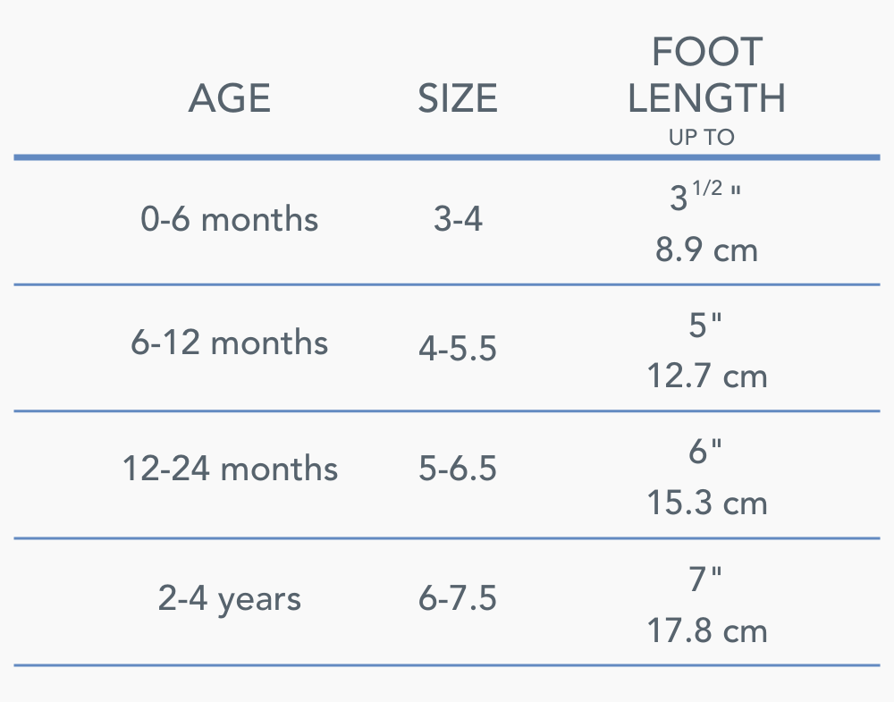 baby sock sizing baby sock sizing ranging from new born to 2 years old