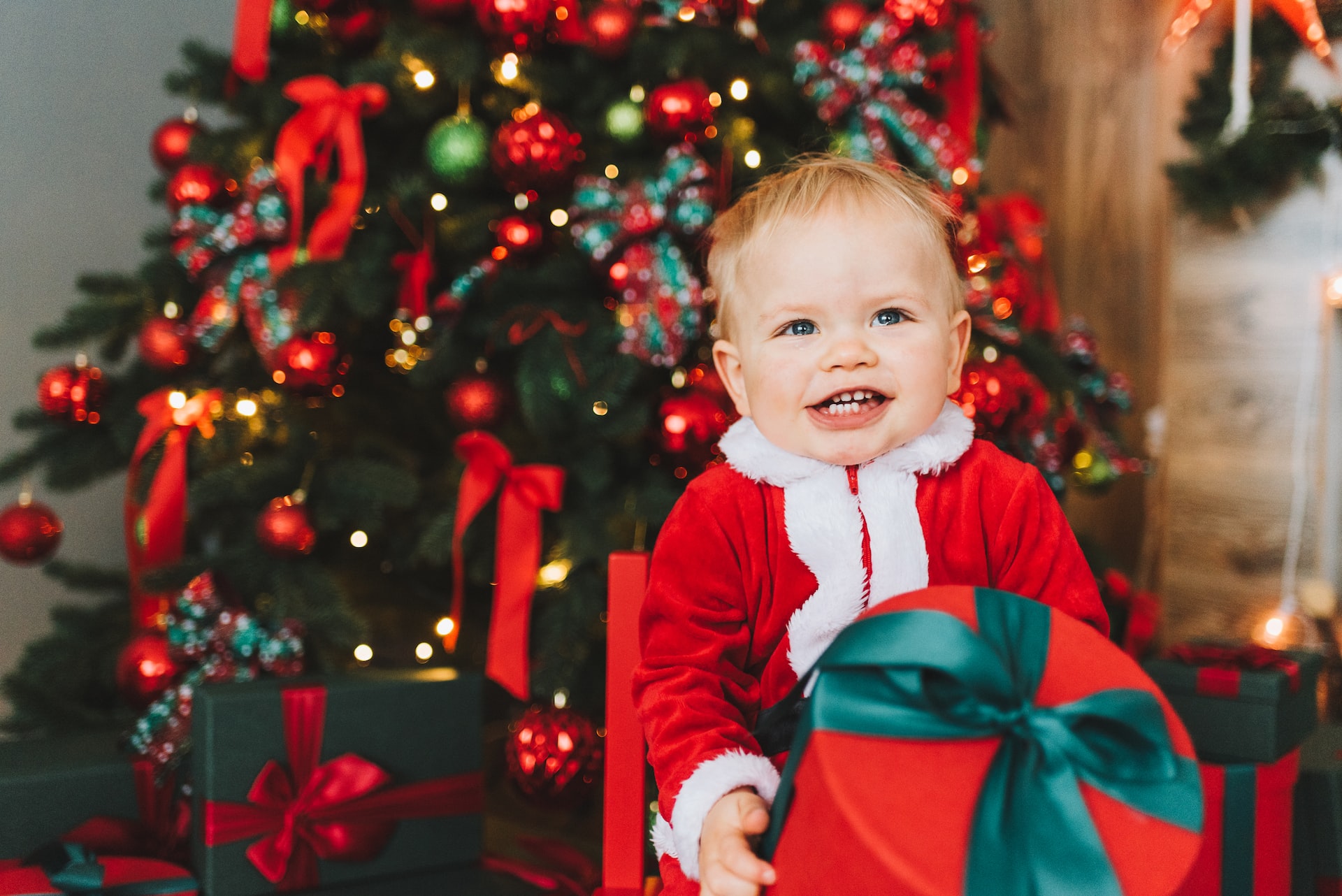 Toddler with Baby Christmas Gift